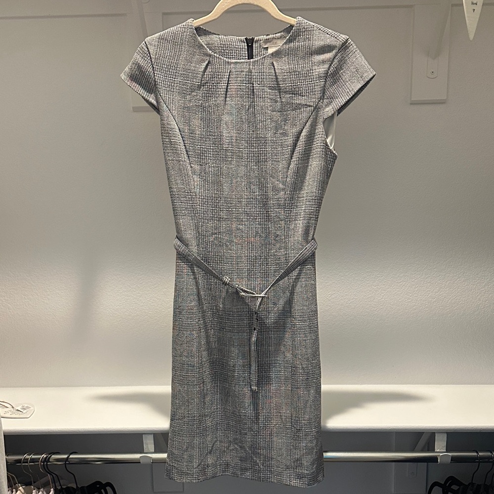 H&M Gray Checkered Midi Dress